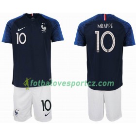 Francie Mbappé 10 2 star Domácí MS 2018 - Dětské Fotbalové Dresy (S/S)